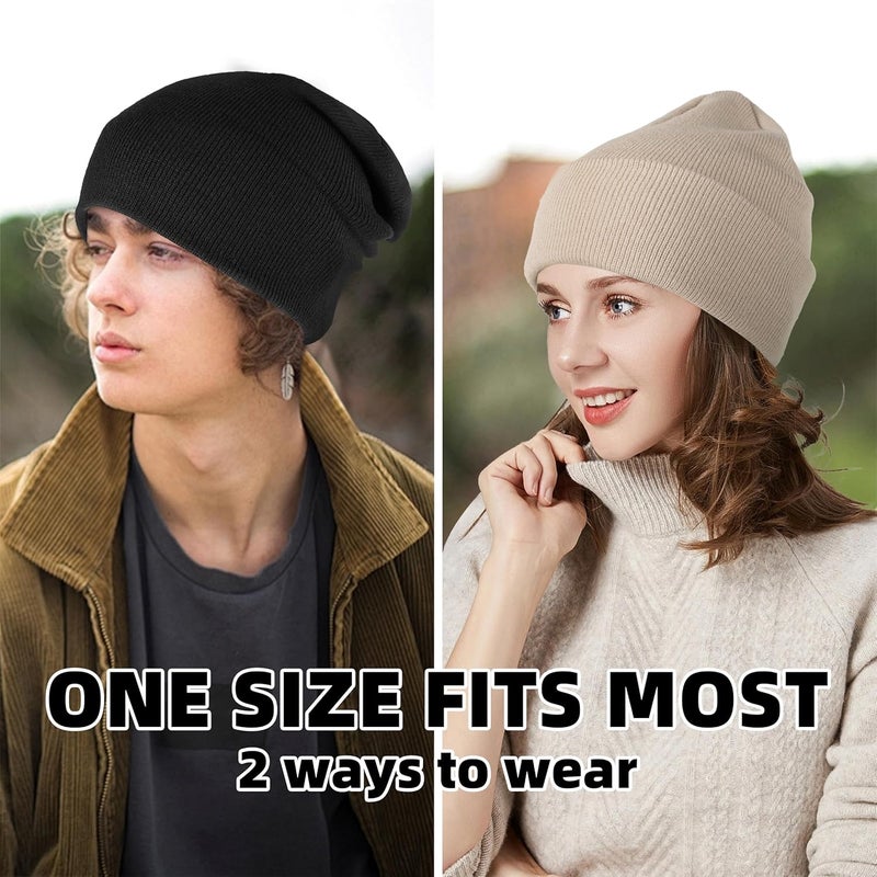 lucdnc Beanies for Men Women 2 Pack Fall Winter Men's Hats Unisex Warm Knit Skullies Beanies Soft Ski Caps - Image 3